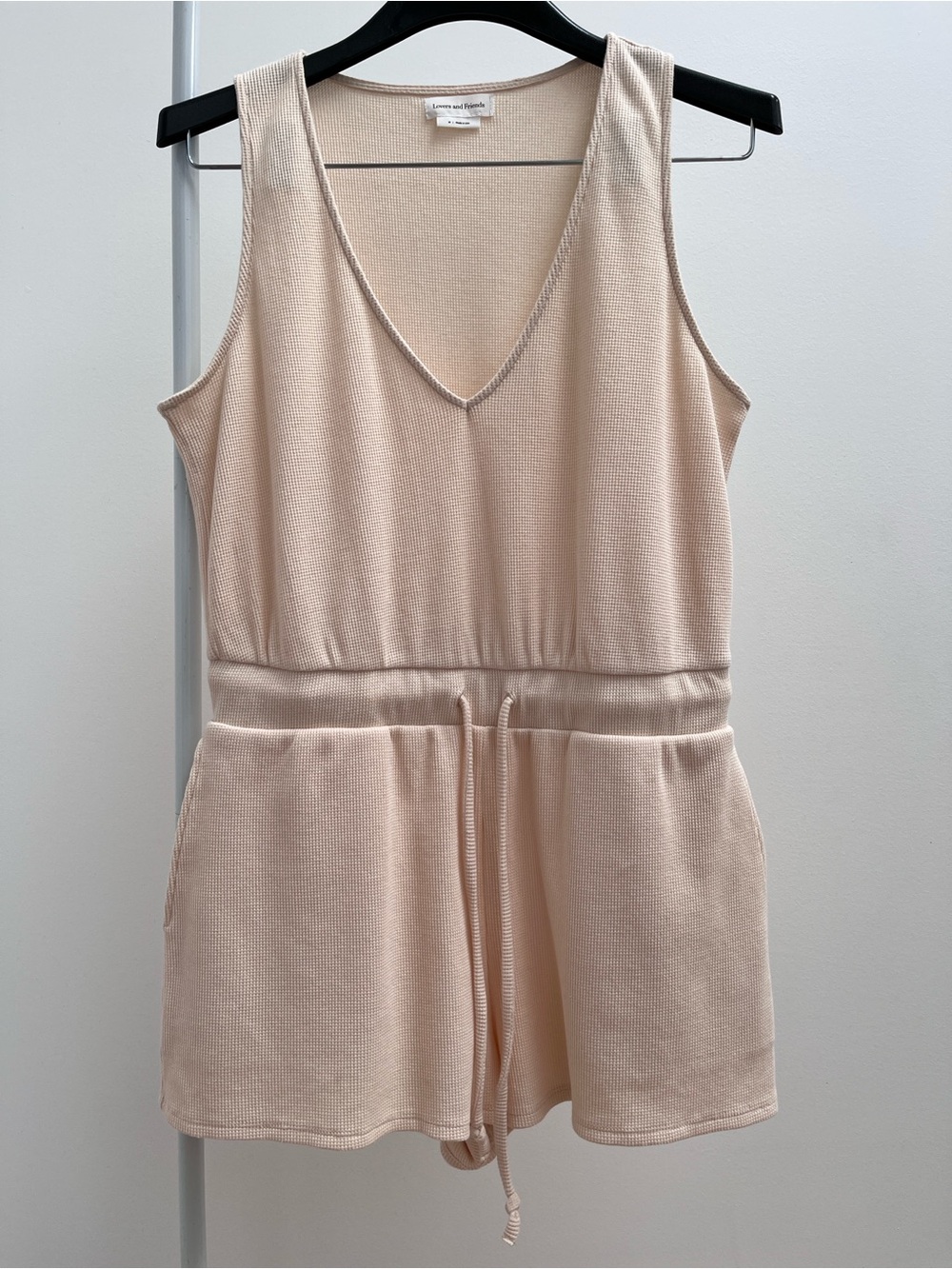 Lovers and Friends easy breezy romper M ivory waffle knit sleeveless v-neck USA - Picture 2 of 10
